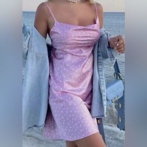 Zara Pink Satin Floral Mini Dress Size Small Spring Blogger Fave